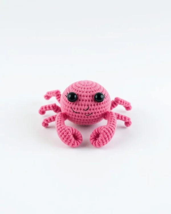 Pink Crab Crochet Plushie