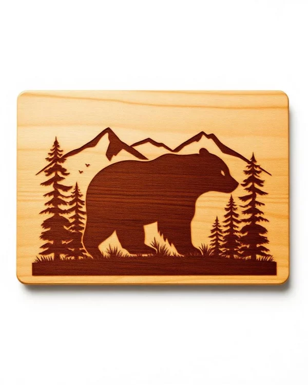 Bear in the Mountains Wooden Plaque